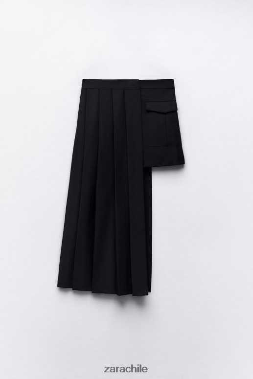 ropa cl Zara mujer falda plisada asimétrica azul marino oscuro JJ06N4724