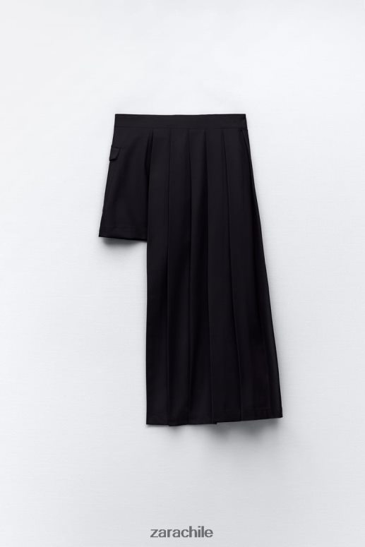 ropa cl Zara mujer falda plisada asimétrica azul marino oscuro JJ06N4724
