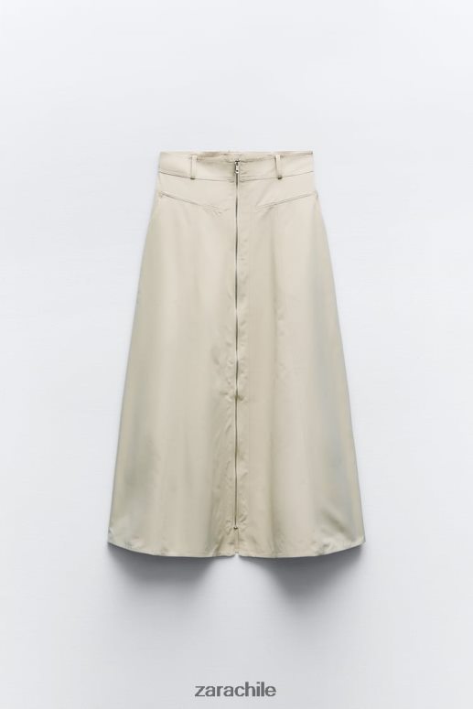 ropa cl Zara mujer falda tipo capa con cremallera beige claro JJ06N4643