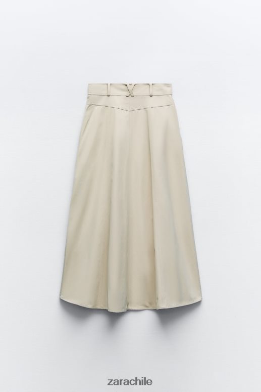 ropa cl Zara mujer falda tipo capa con cremallera beige claro JJ06N4643