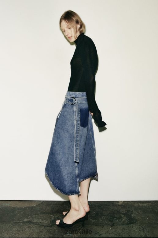 ropa cl Zara mujer falda vaquera asimétrica zw azul JJ06N4727