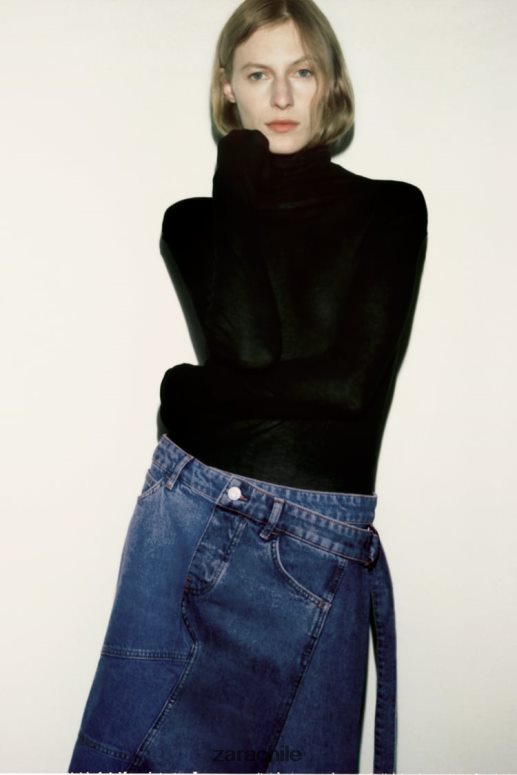 ropa cl Zara mujer falda vaquera asimétrica zw azul JJ06N4727