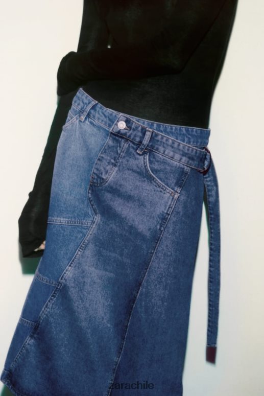 ropa cl Zara mujer falda vaquera asimétrica zw azul JJ06N4727