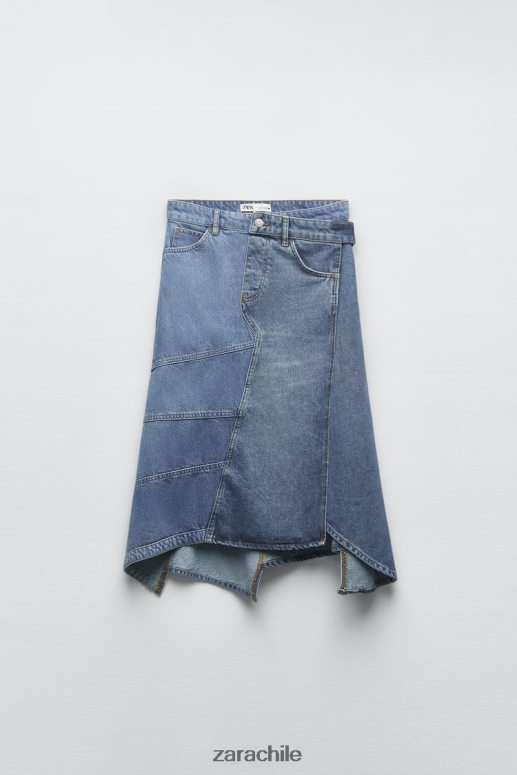 ropa cl Zara mujer falda vaquera asimétrica zw azul JJ06N4727