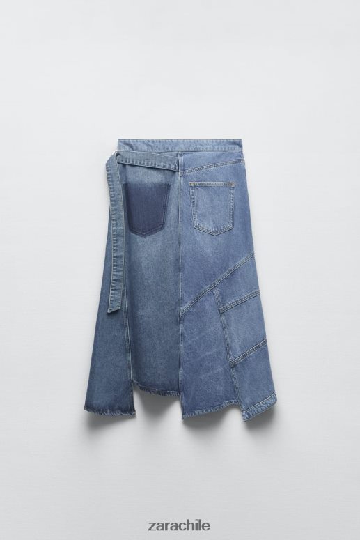 ropa cl Zara mujer falda vaquera asimétrica zw azul JJ06N4727