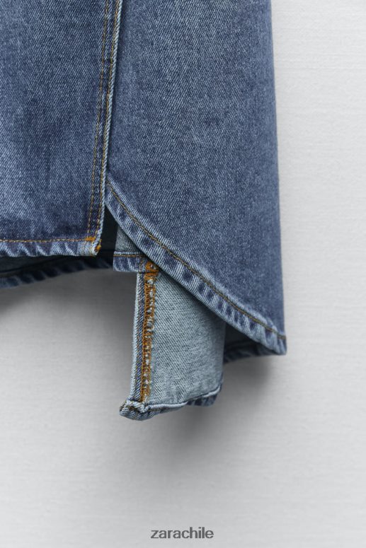 ropa cl Zara mujer falda vaquera asimétrica zw azul JJ06N4727