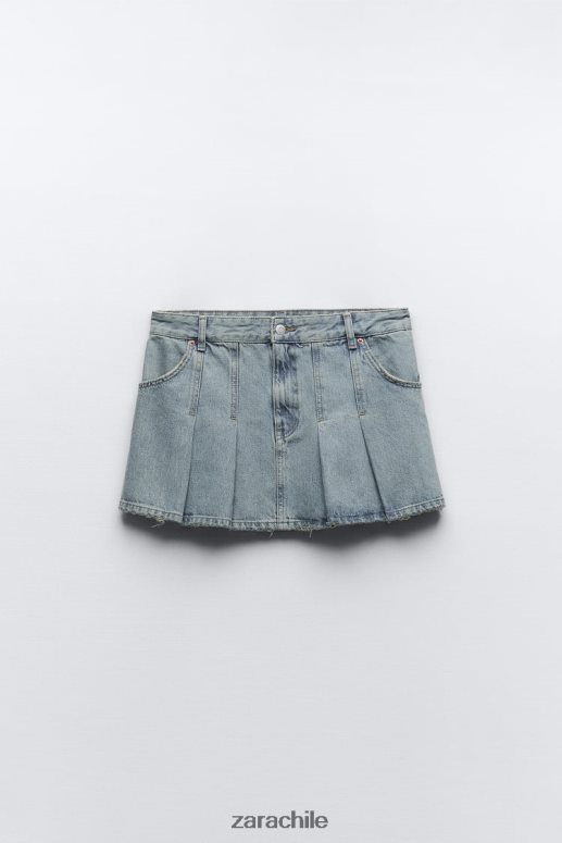 ropa cl Zara mujer falda vaquera plisada azul JJ06N4716