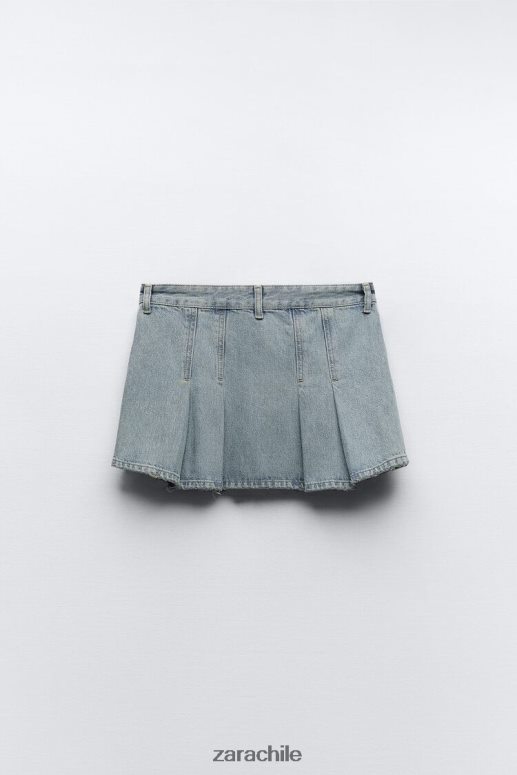 ropa cl Zara mujer falda vaquera plisada azul JJ06N4716