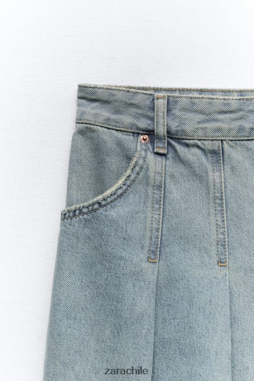 ropa cl Zara mujer falda vaquera plisada azul JJ06N4716