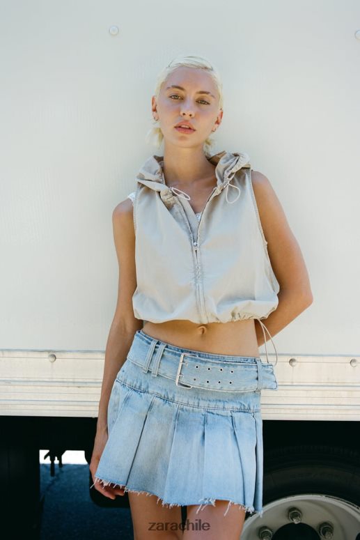 ropa cl Zara mujer falda vaquera plisada azul claro JJ06N4683