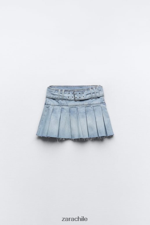 ropa cl Zara mujer falda vaquera plisada azul claro JJ06N4683