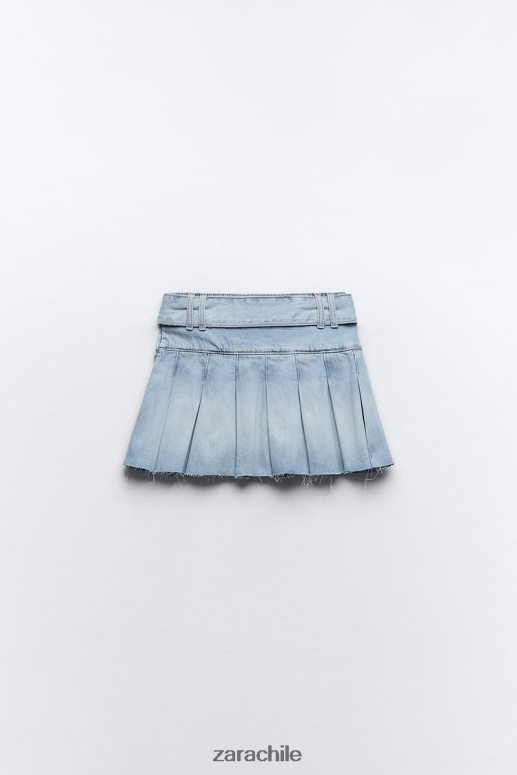 ropa cl Zara mujer falda vaquera plisada azul claro JJ06N4683