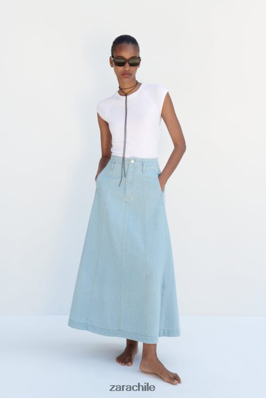 ropa cl Zara mujer falda vaquera z1975 azul medio JJ06N4691