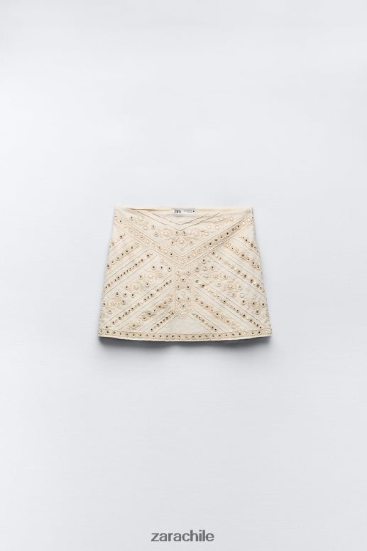 ropa cl Zara mujer minifalda bordada crudo JJ06N4711