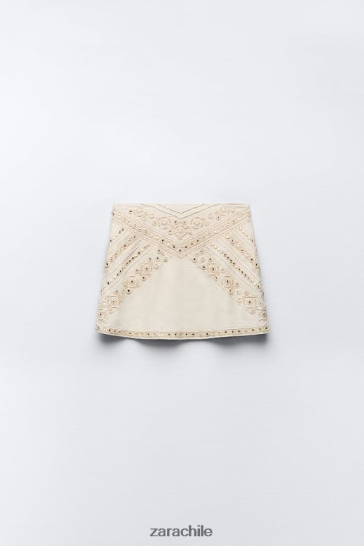ropa cl Zara mujer minifalda bordada crudo JJ06N4711