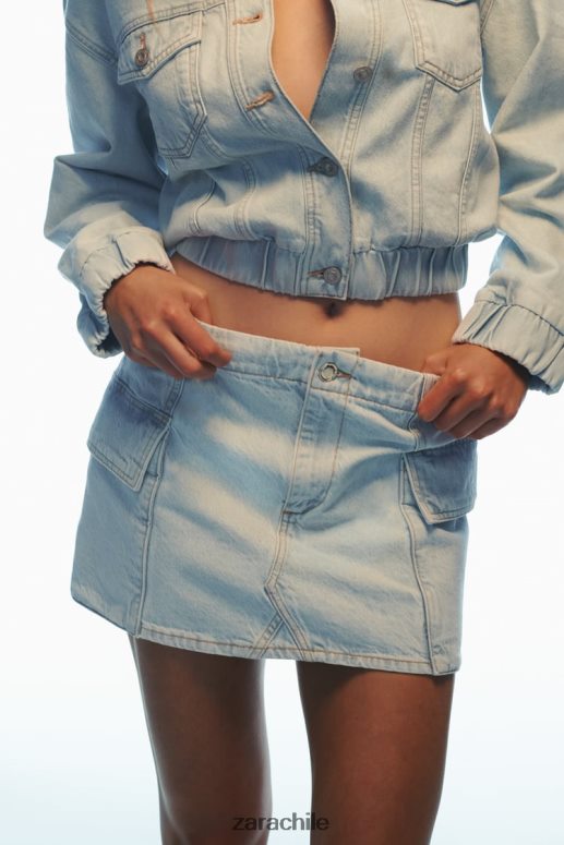 ropa cl Zara mujer minifalda cargo de mezclilla z1975 azul claro JJ06N4721