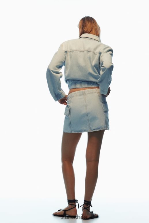 ropa cl Zara mujer minifalda cargo de mezclilla z1975 azul claro JJ06N4721