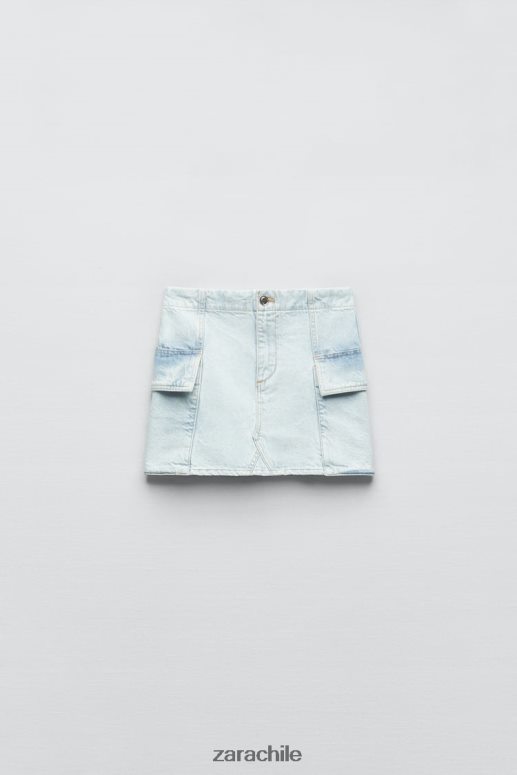ropa cl Zara mujer minifalda cargo de mezclilla z1975 azul claro JJ06N4721