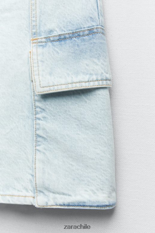 ropa cl Zara mujer minifalda cargo de mezclilla z1975 azul claro JJ06N4721
