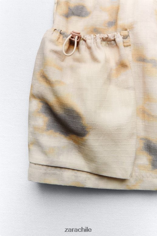 ropa cl Zara mujer minifalda cargo estampada beige JJ06N4663