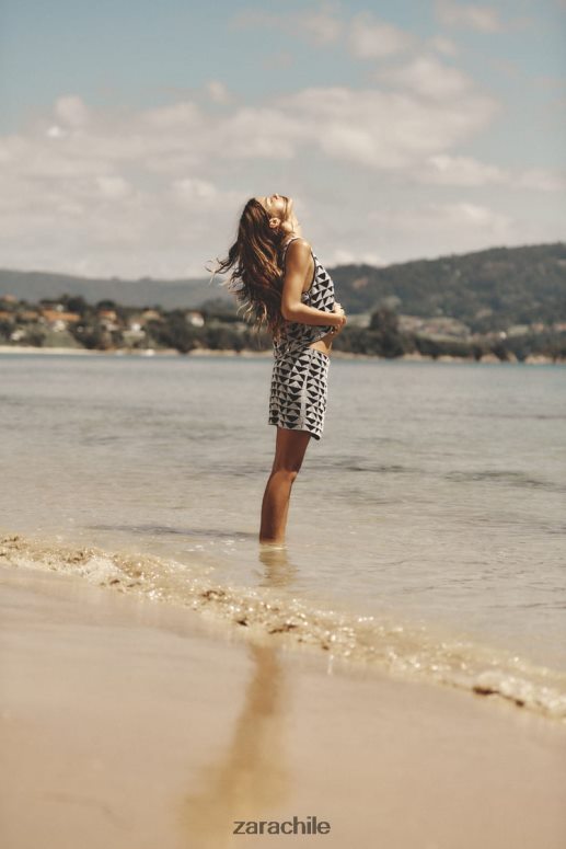 ropa cl Zara mujer minifalda con cuentas blanco negro JJ06N4712