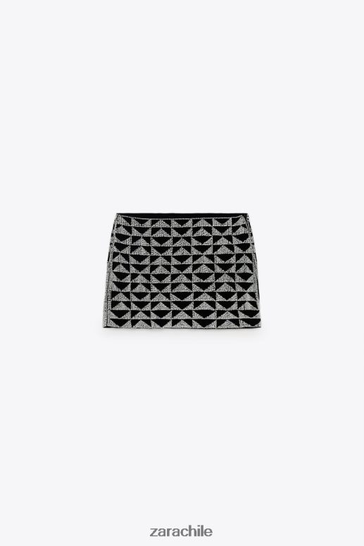 ropa cl Zara mujer minifalda con cuentas blanco negro JJ06N4712