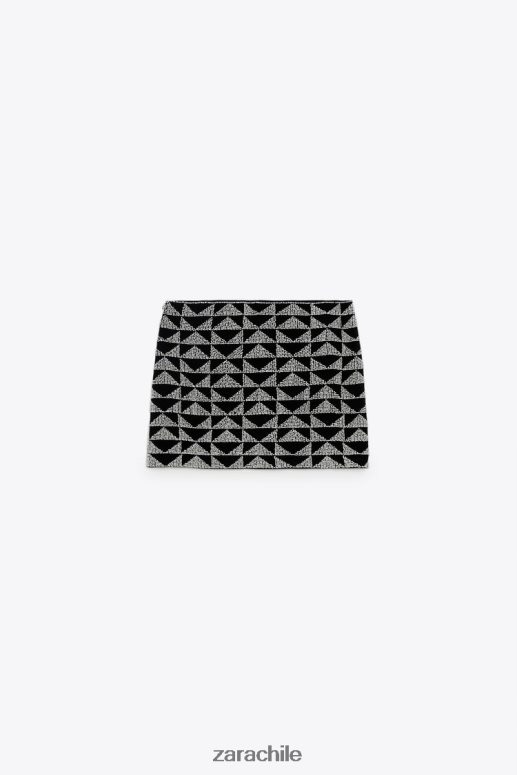 ropa cl Zara mujer minifalda con cuentas blanco negro JJ06N4712