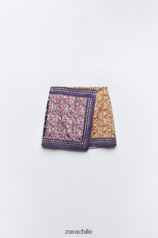 ropa cl Zara mujer minifalda con espejos bordados multicolor JJ06N4642