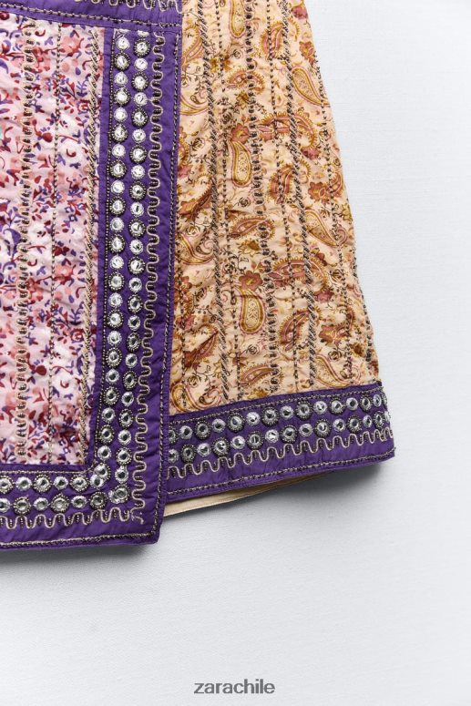 ropa cl Zara mujer minifalda con espejos bordados multicolor JJ06N4642