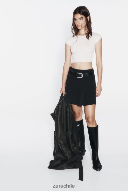 ropa cl Zara mujer minifalda con pliegues negro JJ06N4659