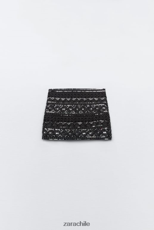 ropa cl Zara mujer minifalda de lentejuelas negro JJ06N4725