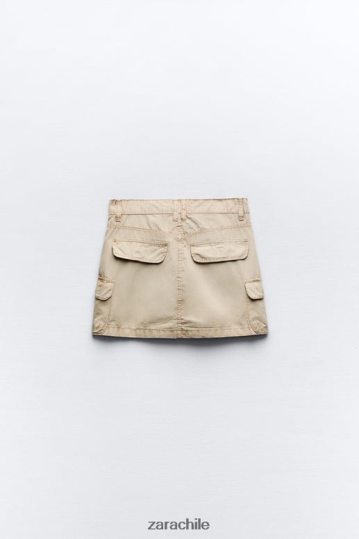 ropa cl Zara mujer minifalda tipo cargo camello claro JJ06N4680
