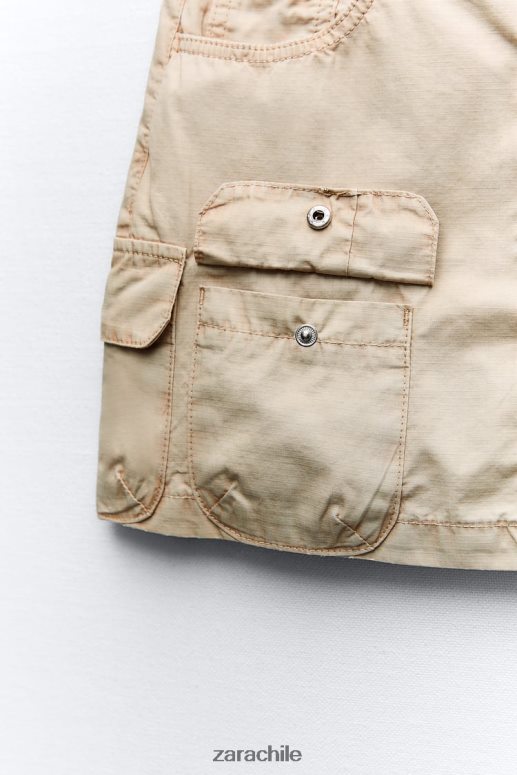 ropa cl Zara mujer minifalda tipo cargo camello claro JJ06N4680