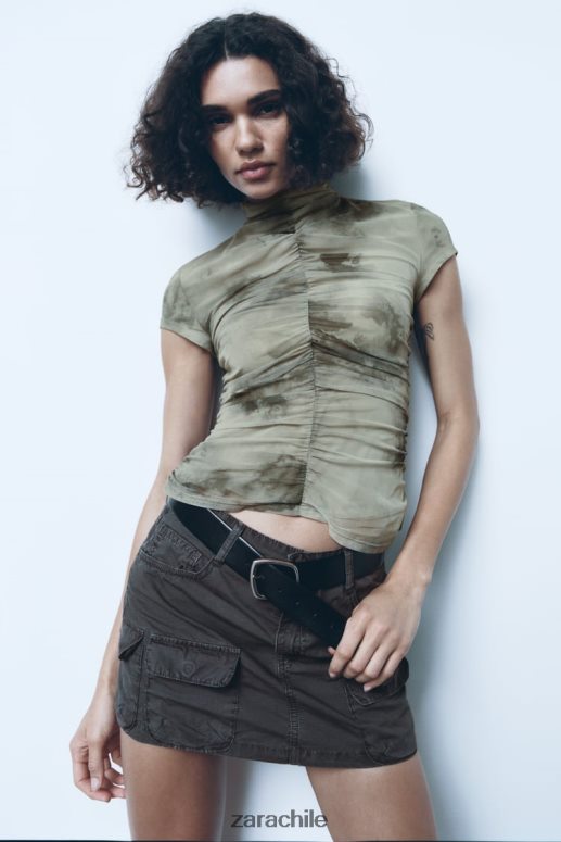 ropa cl Zara mujer minifalda tipo cargo gris JJ06N4646