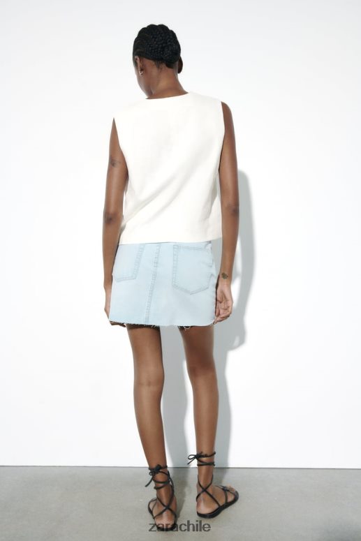 ropa cl Zara mujer minifalda vaquera z1975 con rotos azul claro JJ06N4709