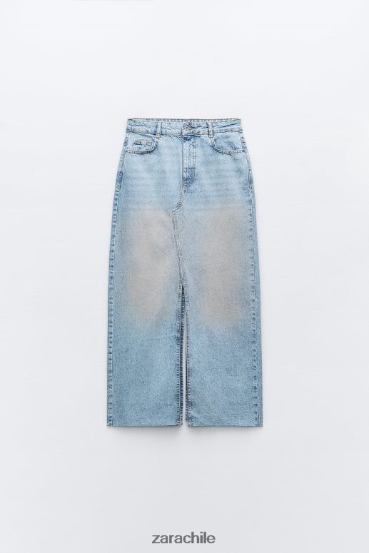 ropa cl Zara mujer z1975 falda de mezclilla con aberturas lavadas rosa JJ06N4632