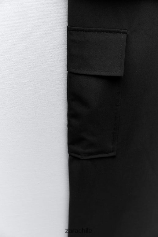 ropa cl Zara mujer falda pantalón de nailon negro JJ06N4495