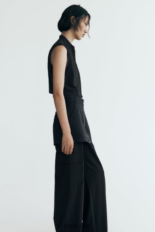 ropa cl Zara mujer falda pantalón de nailon negro JJ06N4495