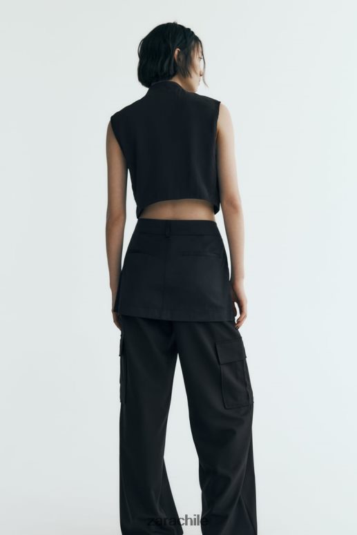 ropa cl Zara mujer falda pantalón de nailon negro JJ06N4495