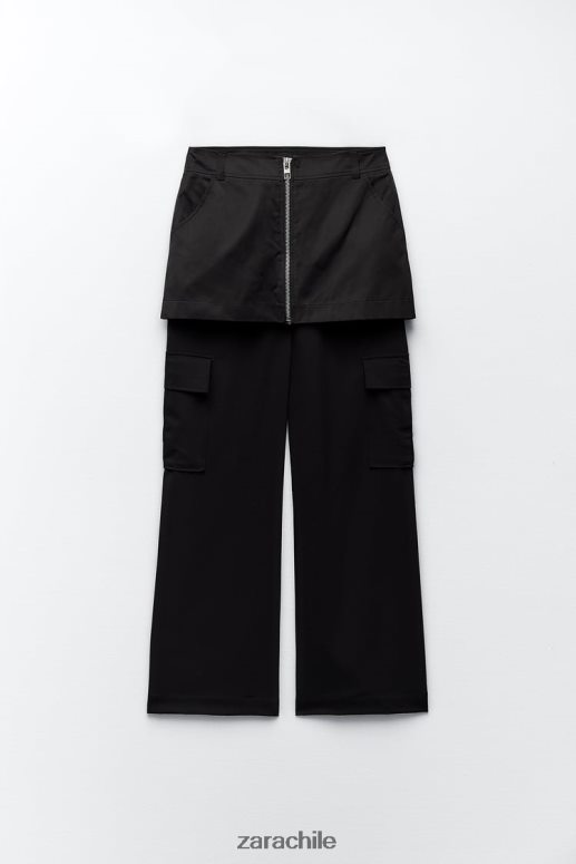 ropa cl Zara mujer falda pantalón de nailon negro JJ06N4495