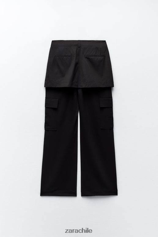 ropa cl Zara mujer falda pantalón de nailon negro JJ06N4495