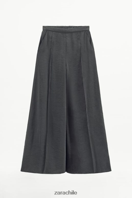 ropa cl Zara mujer pantalones anchos con pinzas gris JJ06N4832