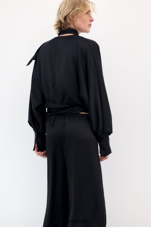 ropa cl Zara mujer pantalones anchos de satén negro JJ06N4834