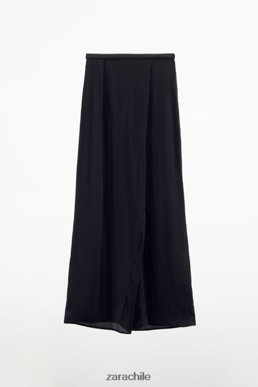 ropa cl Zara mujer pantalones anchos de satén negro JJ06N4834