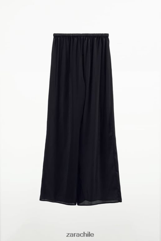 ropa cl Zara mujer pantalones anchos de satén negro JJ06N4834