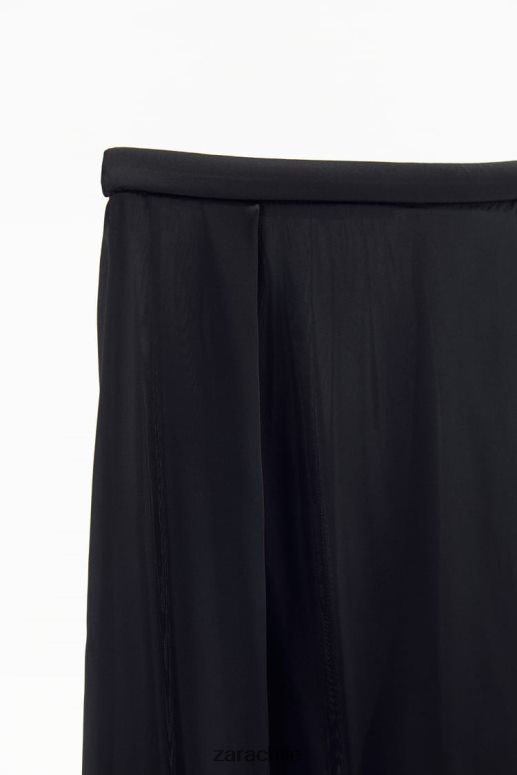 ropa cl Zara mujer pantalones anchos de satén negro JJ06N4834