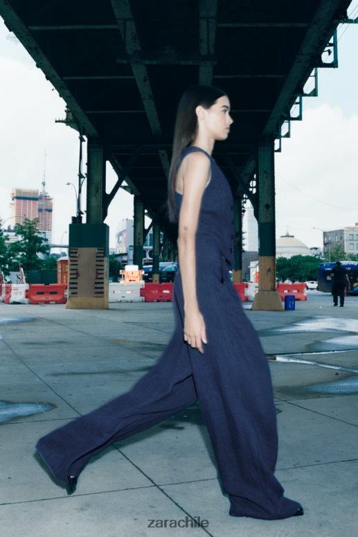 ropa cl Zara mujer pantalones anchos minimalistas de la colección zw índigo JJ06N4482