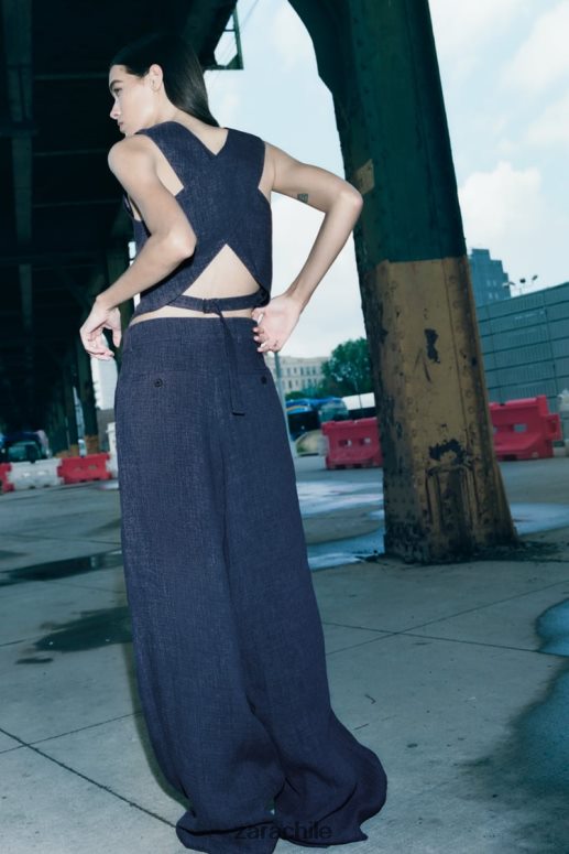 ropa cl Zara mujer pantalones anchos minimalistas de la colección zw índigo JJ06N4482