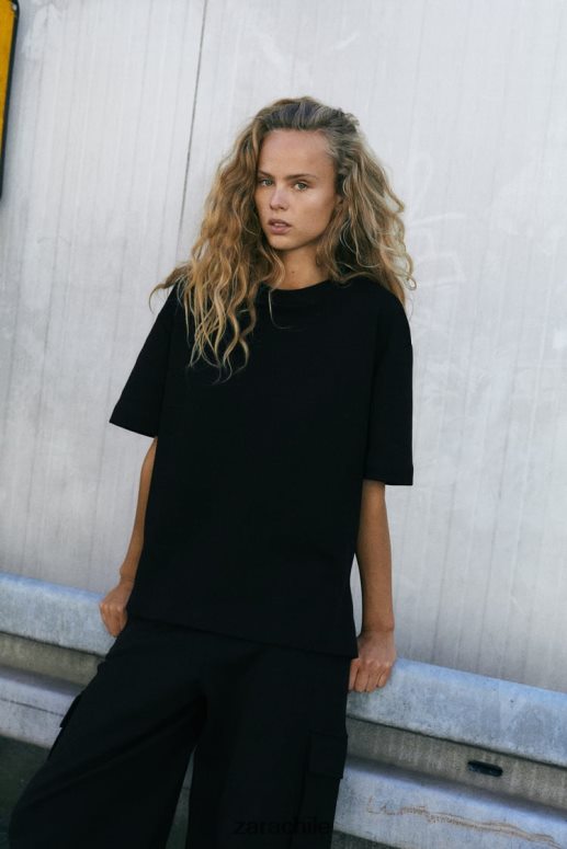 ropa cl Zara mujer pantalones cargo de felpa negro JJ06N4489