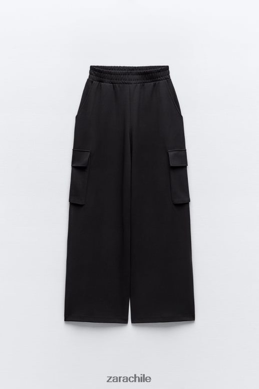 ropa cl Zara mujer pantalones cargo de felpa negro JJ06N4489